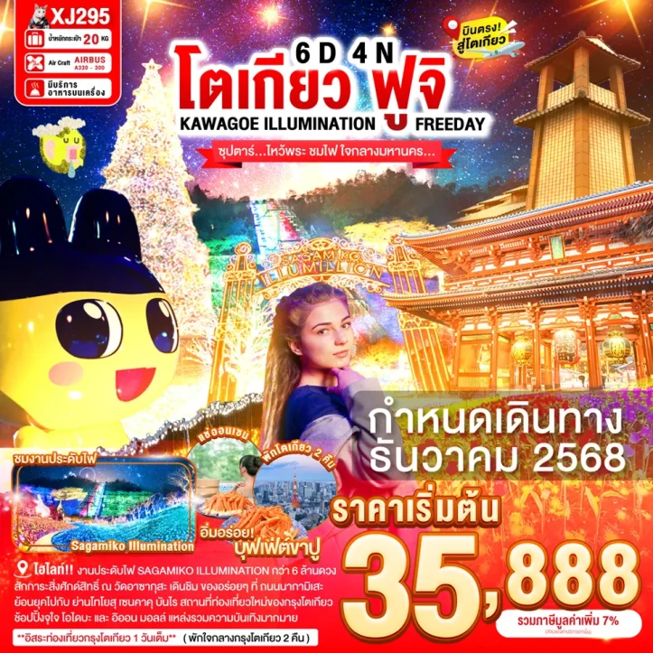 ทัวร์ญี่ปุ่น โตเกียว คาวาโกเอะ ฟูจิ ILUMINATION มีฟรีเดย์ 6วัน 4คืน