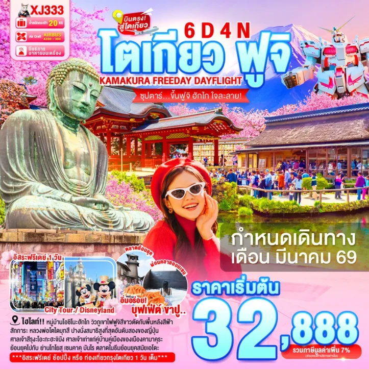 ทัวร์ญี่ปุ่น โตเกียว คามาคุระ ฟูจิ มีฟรีเดย์ 6วัน 4คืน