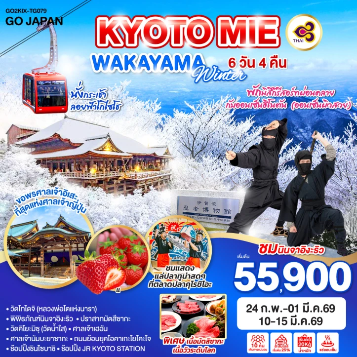 ทัวร์ญี่ปุ่น เกียวโต มิเอะ WAKAYAMA WINTER 6วัน 4คืน