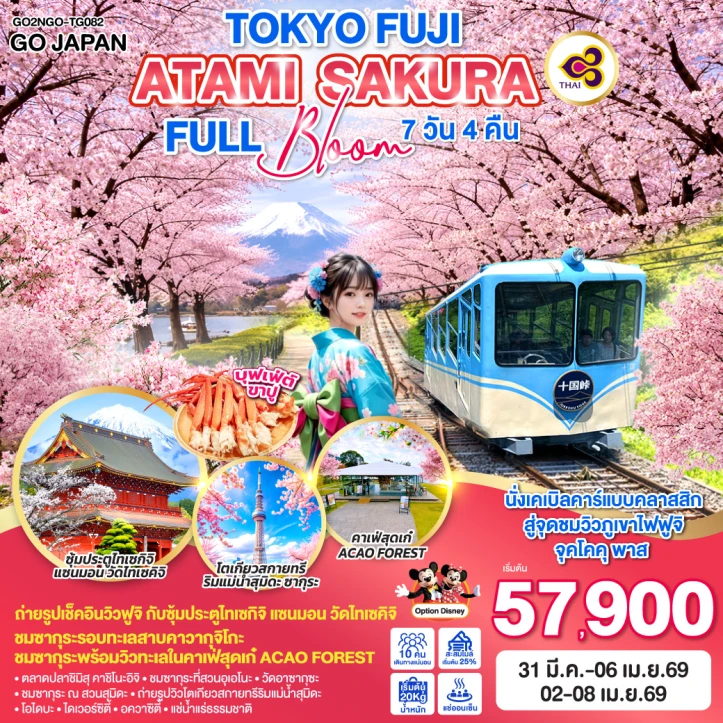 ทัวร์ญี่ปุ่น โตเกียว ซากุระ FUJI ATAMI 7วัน 4คืน