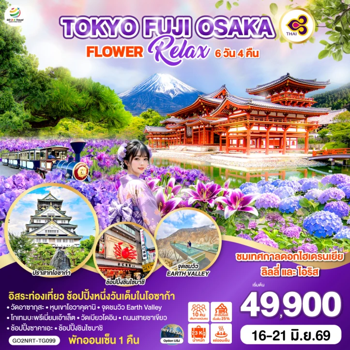 ทัวร์ญี่ปุ่น โตเกียว FUJI โอซาก้า FLOWER RELAX 6วัน 4คืน