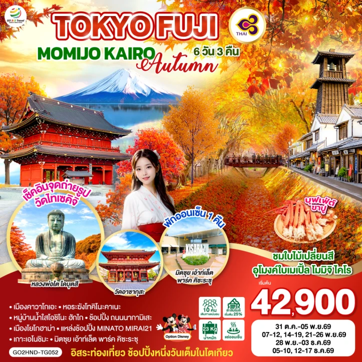 ทัวร์ญี่ปุ่น โตเกียว ฟูจิ MOMIJO KAIRO AUTUMN 6วัน 3คืน