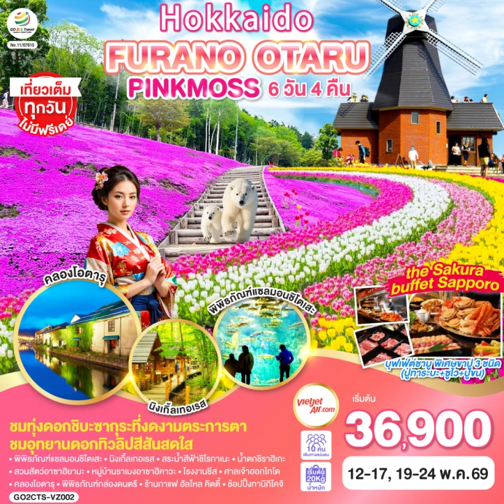 ทัวร์ญี่ปุ่น ฮอกไกโด HOKKAIDO FURANO OTARU PINKMOSS 6วัน 4คืน