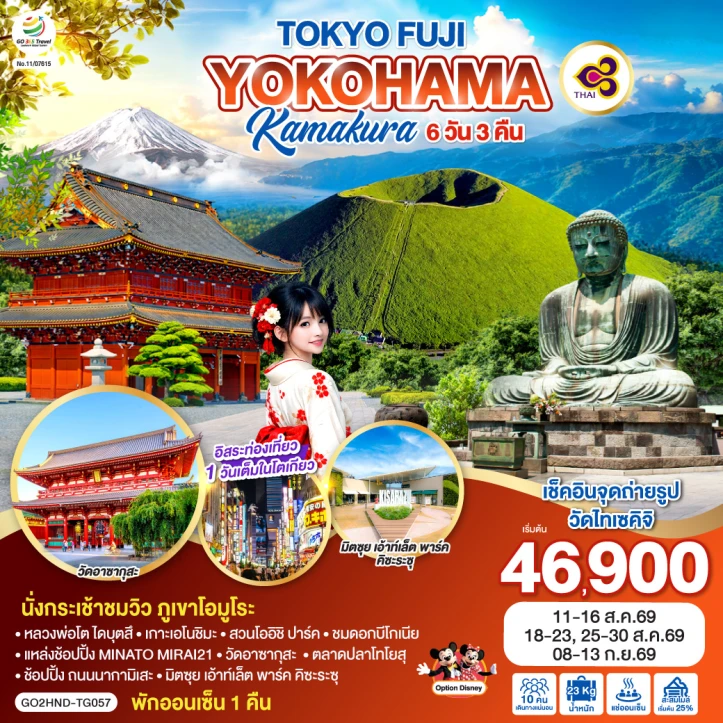 ทัวร์ญี่ปุ่น โตเกียว ฟูจิ YOKOHAMA KAMAKURA 6วัน 3คืน