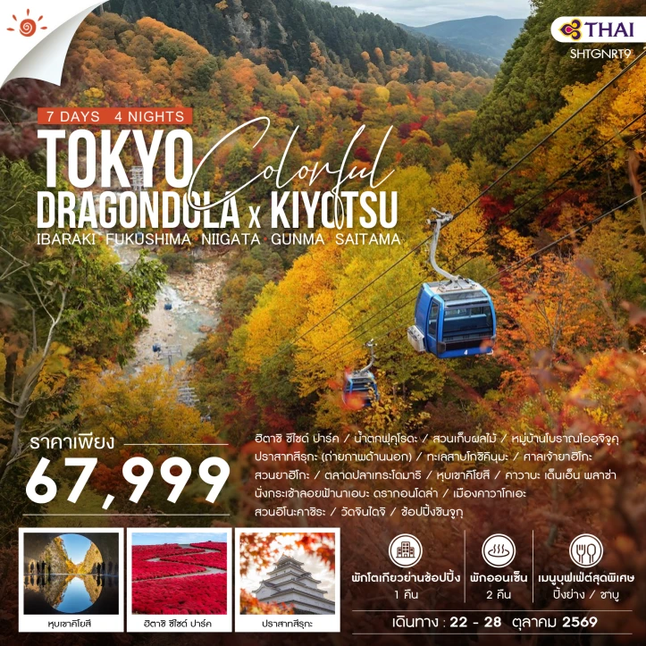 ทัวร์ญี่ปุ่น TOKYO Autumn DRAGONDOLA KIYOTSU 7 วัน 4 คืน