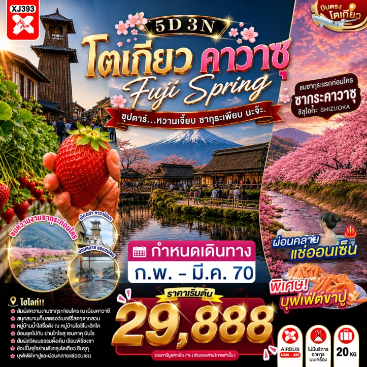 ทัวร์ญี่ปุ่น TOKYO FUJI KAWAZU SPRING CHERRY BLOSSOM 5วัน 3คืน